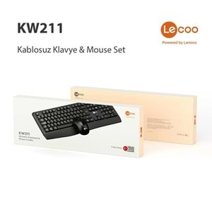 LENOVO LECOO KW211 Kablosuz Türkçe Q Klavye & Mouse Set Siyah