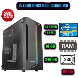 İ5 3.NESİL 16 GB DDR3 RAM 240 GB SSD Masaüstü Bilgisayar(STANDART KABLOLU USB KLAVYE+MAUSE HEDİYE)