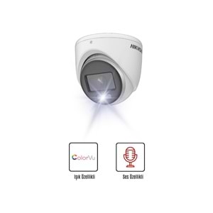 HIKVISION DS-2CE70DF0T-LPFS 2MP 2.8mm Sesli Colorvu Dome Smart Hybrid Light HD-TVI Güvenlik Kamerası