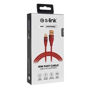 S-LİNK SWAPP SW-C640 3A İPHONE LİGHTNİNG ŞARJ KABLOSU- KIRMIZI