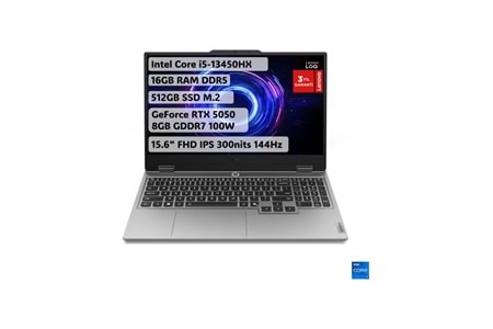 LENOVO LOQ İ5 13450HX 16GB DDR5 RAM 512GB SSD RTX5050 GDDR7 8GB 15.6