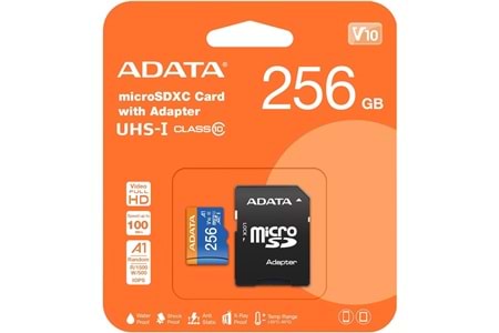 ADATA 256GB PREMİER MİCROSDXC CARD WİTH ADAPTER UHS-I Class10 V10 Hafıza Kartı