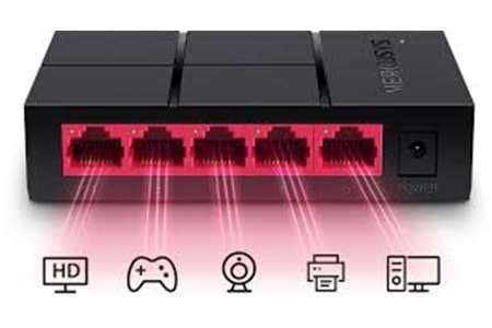 MERCUSYS 5 PORT 10/100/1000 MBPS MASAÜSTÜ GİGABİT SWİTCH