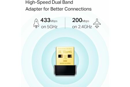 TP-LINK ARCHER T2U 600 MBPS 2.4GHZ - 5GHZ NANO KABLOSUZ USB WIFI ADAPTOR