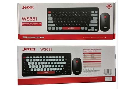 JEDEL USB BT+KABLOSUZ SİYAH -GRİ RENKLİ YUMUŞAK TUŞLU SESSİZ MİNİ KLAVYE + MOUSE SET WS681B