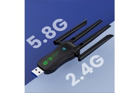 DUAL BAND USB WİFİ 5 1300MBPS USB 3.0 2.4G-5.8GHZ Wİ-Fİ ÇİFT ANTEN ADAPTER