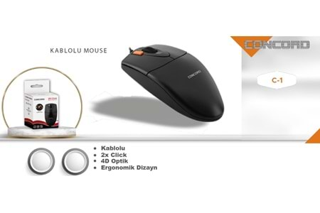 C1 USB MOUSE KUTULU (2X CLİCK) 1.5M C-1