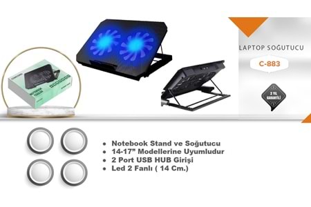 LAPTOP SOĞUTUCU ÇİFT FANLI STANDLI C-883