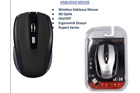 KABLOSUZ MOUSE C-18 2.4 GHZ