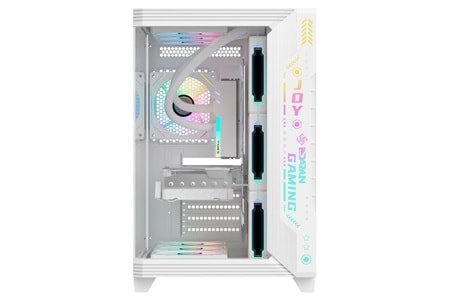 BEYAZ 7 RGB FANLI ATX TEMPERLİ CAM PANEL AKVARYUM GAMİNG BİLGİSAYAR KASASI JOY GAMİNG