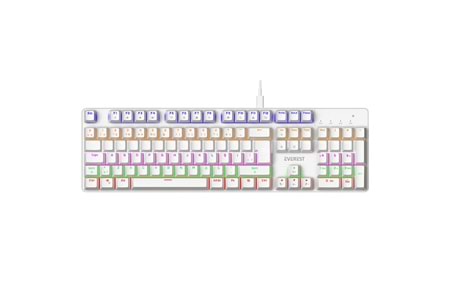 Everest KB-MK1 Lumos Beyaz USB Rainbow Aydınlatmalı Blue Switch Full Anti-Ghosting Mekanik Gaming Oyuncu Klavye