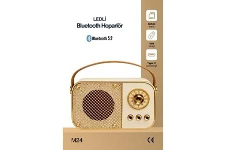 M24 USB/TF Bluetooth Hoparlör Bej M24