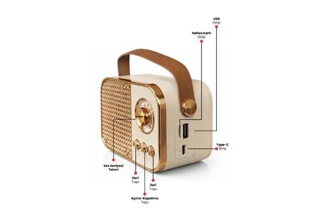 M24 USB/TF Bluetooth Hoparlör Bej M24