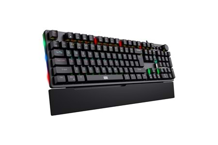 Dragos Natus USB Kablolu Rainbow Makro Gaming Mekanik Klavye Mekanik Bilek Destekli Red Switch Mekanik Rainbow Klavye