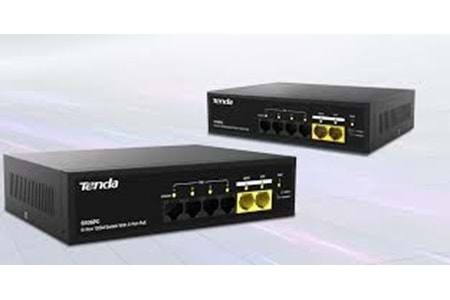 TENDA S106PC 6 PORT 4 PORT POE+10/100 MBPS+2 PORT UPLİNK SWİTCH ÇELİK KASA RACK MOUNT