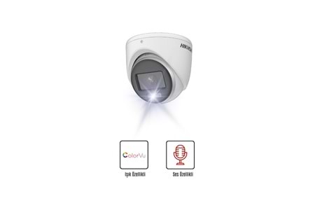 HIKVISION DS-2CE70DF0T-LPFS 2MP 2.8mm Sesli Colorvu Dome Smart Hybrid Light HD-TVI Güvenlik Kamerası