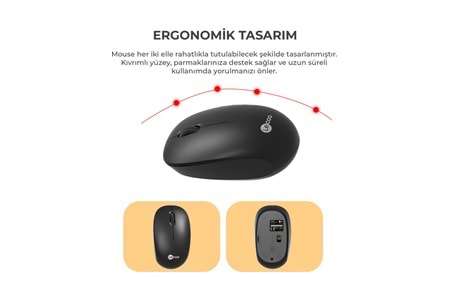 LENOVO LECOO KW200 Kablosuz Türkçe Q Klavye & Mouse Set Siyah