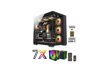 ZEİRON 7X12 RGB 600W 80 + BRONZE KUMANDALI CAM AKVARYUM KASA