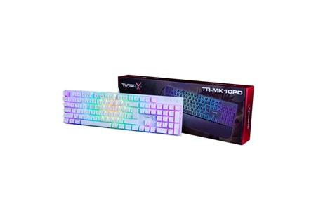 TURBOX PUDDİNG USB Kablolu (BEYAZ) Rgb Makro Gaming Mekanik , Tuş Bilek Destekli Blue Switch Mekanik Rainbow Klavye