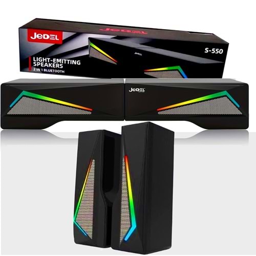 JEDEL S550 SOUND BAR USB + 3.5MM KABLOLU RGB MASAÜSTÜ - TV HOPARLÖR ( DİKEY/YATAK KULLANIM )