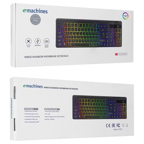 ACER EMACHINES IŞIKLI RGB 1.5M KABLOLU GAMİNG KLAVYE - EAK860