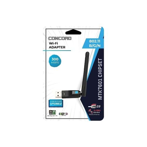 W7 ANTENLI UYDU ALICILI WI-FI ADAPTOR 300 MBPS USB 2.0