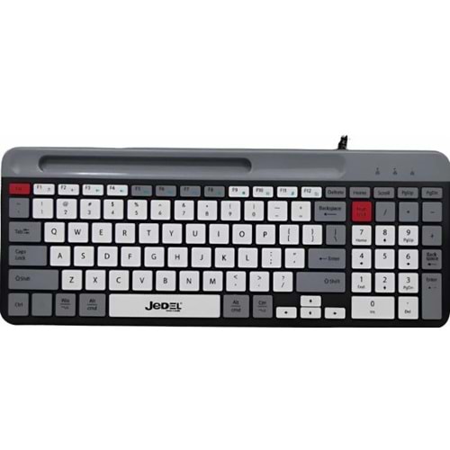 JEDEL K37 USB KABLOLU BEYAZ -GRİ RENKLİ YUMUŞAK TUŞLU HIZLI TEPKİ SESSİZ TUŞLU KLAVYE