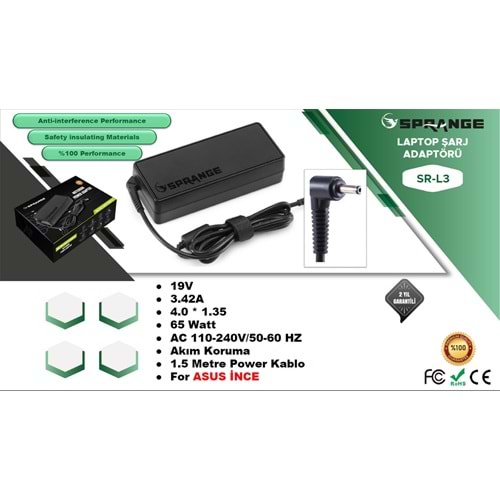 ASUS İNCE UÇ 19.V-3.42A 4.0*1.35 SPRANGE SR-L3