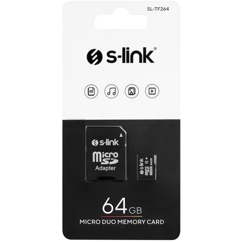 S-Link SL-TF264 64 GB CLASS10 Adaptörlü Micro SD Kart Bellek