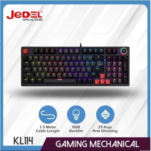 JEDEL KL114 RGB BLUE SWITCH MEKANİK KABLOLU KLAVYE