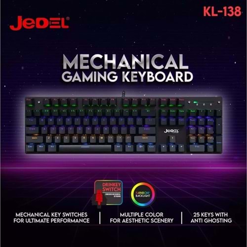 JEDEL KL138 RGB BLUE SWITCH MEKANİK KABLOLU KLAVYE