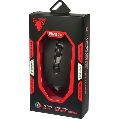 JEDEL GM870 RGB ISIKLI 3200 DPI 7D MAKRO USB KABLOLU 7 RENKLİ LED OYUNCU MOUSE