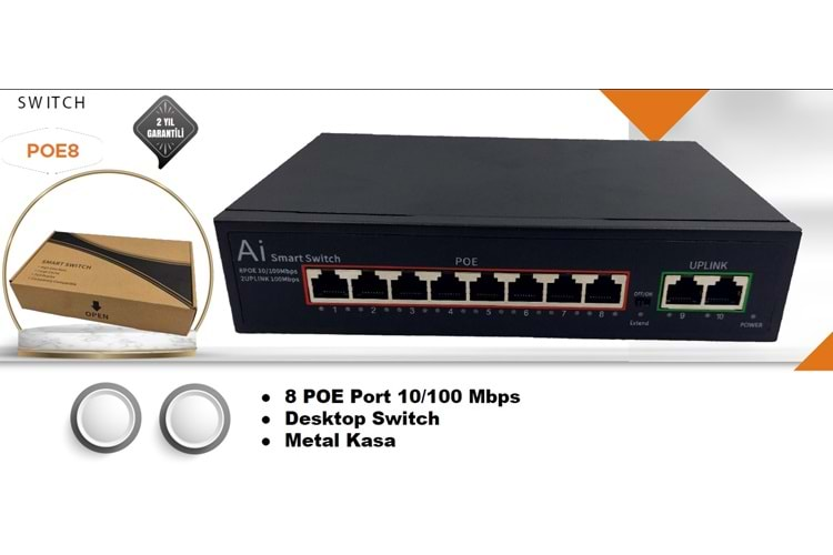 8 Port 10/100 Mbps POE SWITCH MPIA POE8