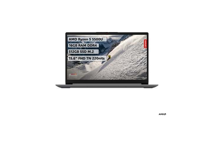 LENOVO AMD RYZEN 5 5500U 16GB RAM 512GB M.2 SSD 15.6