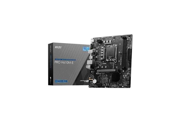 MSI PRO H610M-E DDR5 1700PIN 5600(OC) HDMI+VGA M.2 USB3.2 GLAN MİKRO ATX ( 12.&13.ve 14. GEN)