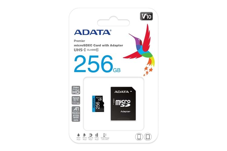 ADATA 256GB PREMİER MİCROSDXC CARD WİTH ADAPTER UHS-I Class10 V10 Hafıza Kartı
