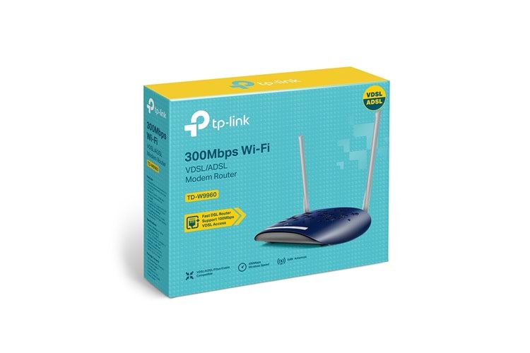 TP-LINK TD-W9960 WIFI 4 VDSL/ADSL 2 ANTEN 300 MBPS 4PORTLU DUAL BAND MODEM ROUTER