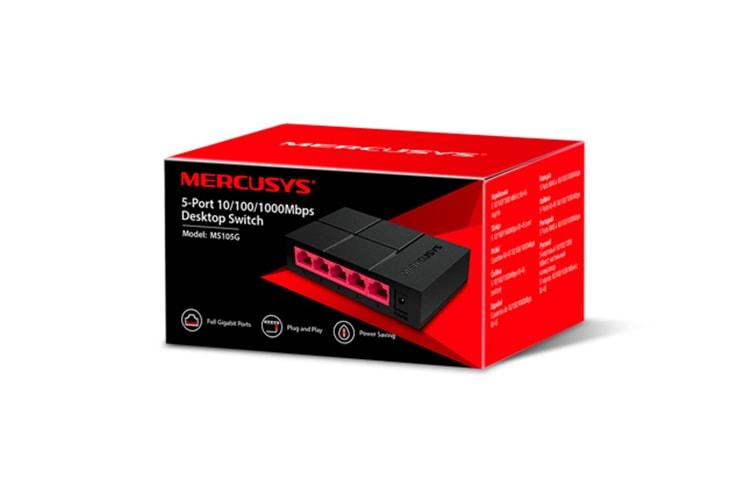 MERCUSYS 5 PORT 10/100/1000 MBPS MASAÜSTÜ GİGABİT SWİTCH