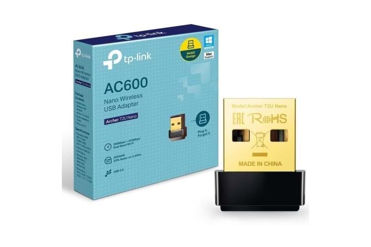 TP-LİNK ARCHER T2U 600 MBPS 2.4GHZ - 5GHZ NANO KABLOSUZ USB WİFİ