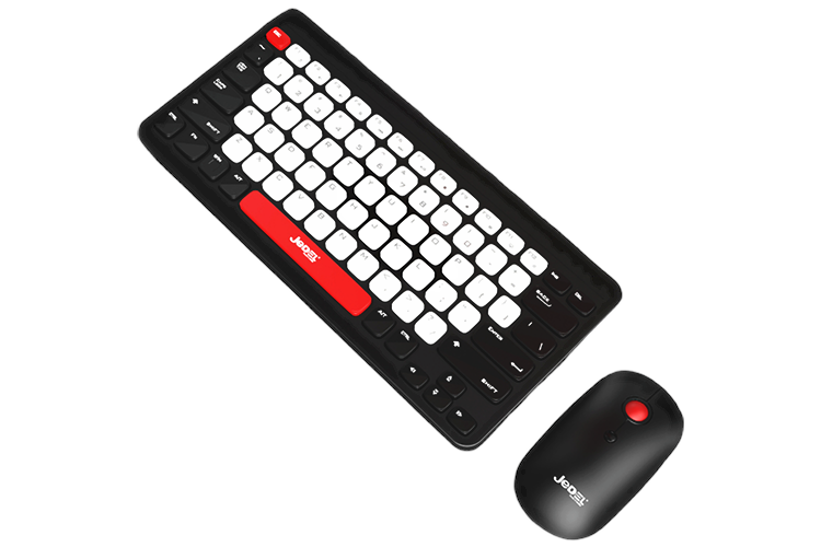 JEDEL USB BT+KABLOSUZ SİYAH -GRİ RENKLİ YUMUŞAK TUŞLU SESSİZ MİNİ KLAVYE + MOUSE SET WS681B