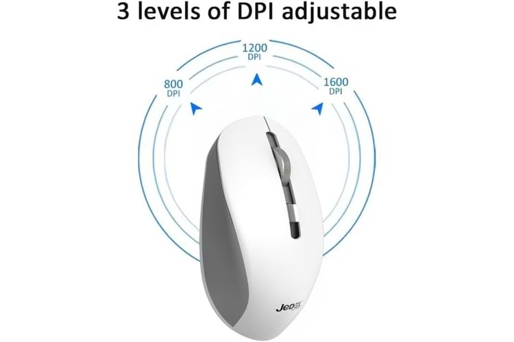 JEDEL WD156 1600 DPİ 4D BT 5.1 2.4GHZ + USB 1XAA BATTERY KABLOSUZ MOUSE(ON/OFF BUTTON)BEYAZ