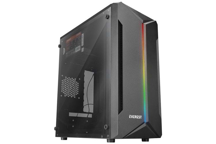 Everest SABER RGB Led Şeritli Peak 250W Akrilik Yan Panel M-ATX Mini-T Gaming Oyuncu Kasası