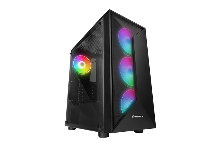RAMPAGE TRI-ANGLE RGB 4X120MM FANLI MİDATX GAMİNG POWERSIZ OYUNCU KASASI