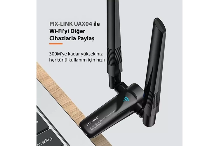 PIX-LINK 1800MBPS (UZUN MENZIL) (WiFi 6) USB WİFİ ALICI - UAX04