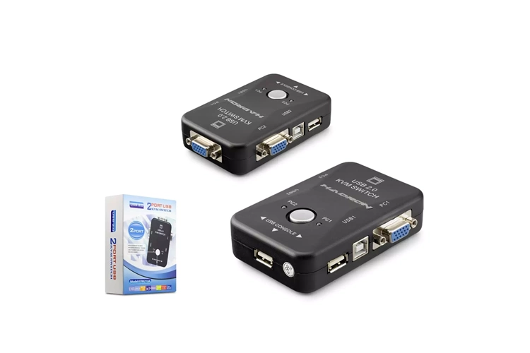 HADRON VGA USB KVM Switch 2 Port VGA 4 Port USB - Siyah HDX1360