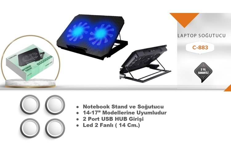 LAPTOP SOĞUTUCU ÇİFT FANLI STANDLI C-883