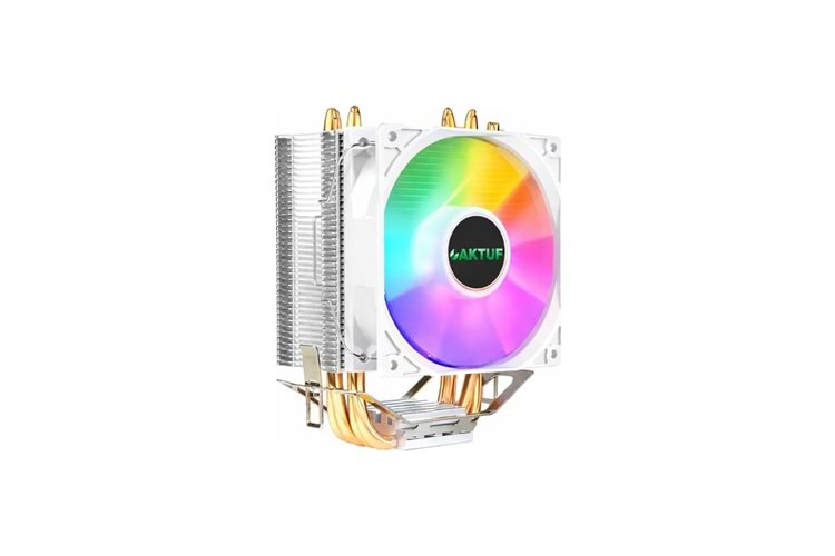 AKTUF AK4X RAİNBOW 4 BAKIR BORULU AMD/İNTEL KULE TİPİ YÜKSEK İŞLEMCİ SOĞUTUCUSU BEYAZ
