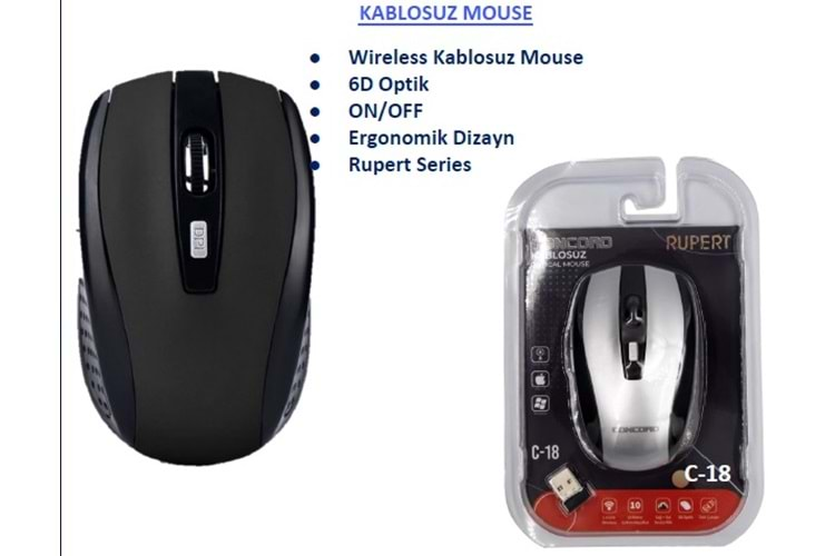 KABLOSUZ MOUSE C-18 2.4 GHZ