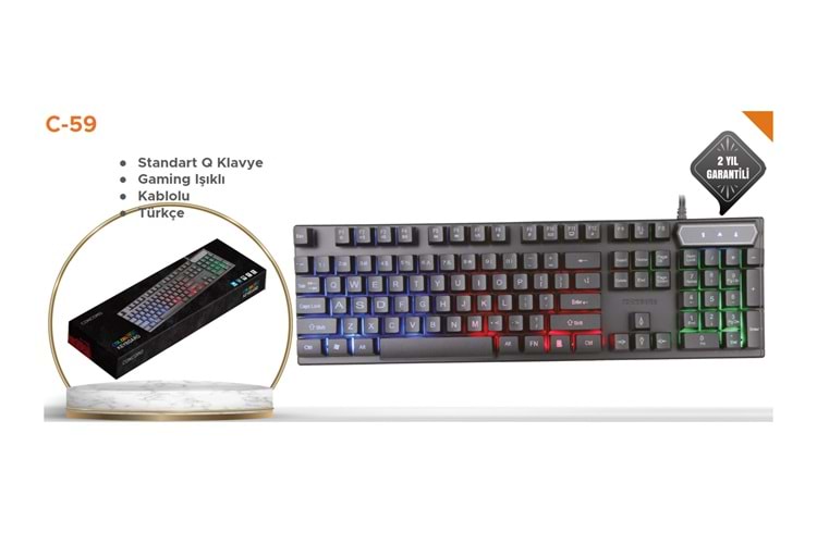 Concord Q Gaming Oyuncu Türkçe Klavye Işıklı Concord C-59