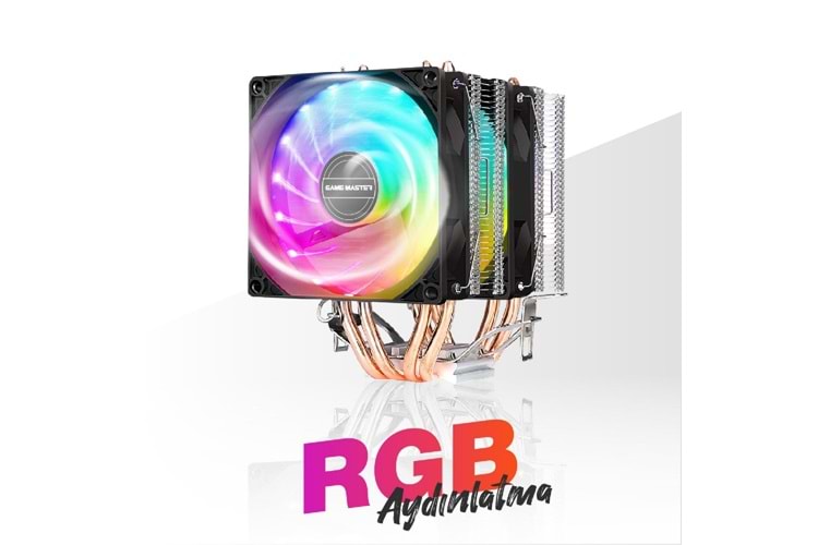 INTEL LGA 1155-1700-1200-AMD-AM5 2 FANLI 4X BAKIR BORULU KULE TIPI İŞLEMCİ FANI